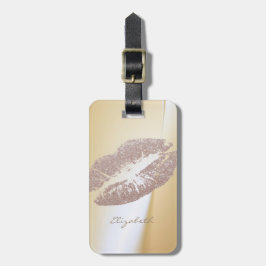 Etiqueta De Bagagem Elegante Chique com Brilho - Lábios Personalizados
