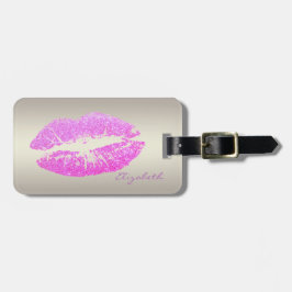 Etiqueta De Bagagem Elegante Chique com Brilho - Lábios Personalizados