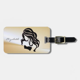 Etiqueta De Bagagem Elegante Chique com Estilo -Silhueta de Menina,Per