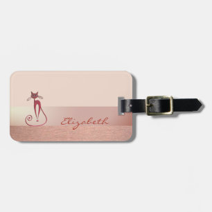Etiqueta De Bagagem Elegante Chique Estiloso,Gato