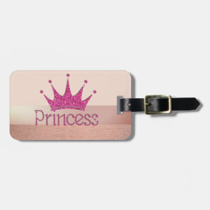 Etiqueta De Bagagem Elegante Chique Glamouroso,Tiara Gliterizada Princ