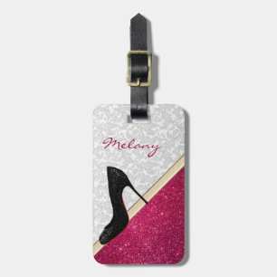 Etiqueta De Bagagem Elegante de glittery High Heel personalizado