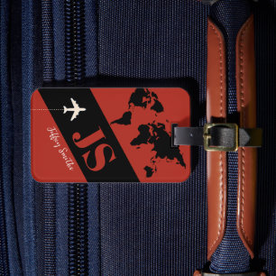 Etiqueta De Bagagem Elegante e Moderno Viagem Aérea de Cor Vermelha Ti