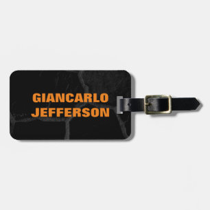Etiqueta De Bagagem Elegante Estilo Minimalista de Pedra Negra
