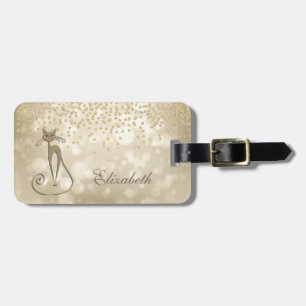 Etiqueta De Bagagem Elegante Estiloso Bokeh Folha Confetti-Diamante,G