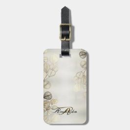 Etiqueta De Bagagem Elegante Eucalyptus Foliage Shiny Ouro de Aquarela