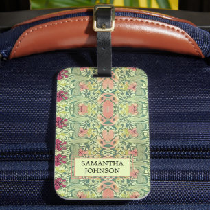 Etiqueta De Bagagem Elegante Floral Bonito Inspirado em William Morris