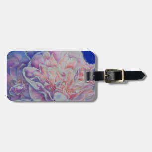 Etiqueta De Bagagem Elegante floral em aquarela pastel rosa branco azu