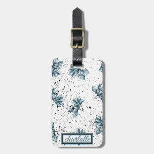 Etiqueta De Bagagem Elegante Floral Grunge Monograma