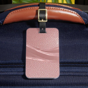 Etiqueta De Bagagem Elegante Fundo de Brilho Rosa Com Onda Metálica
