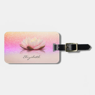 Etiqueta De Bagagem Elegante Glamour Feminino, Lótus Brilho Bokeh