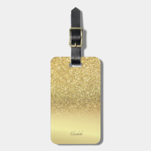Etiqueta De Bagagem Elegante Glitter Dourado Bokeh Ombre - Personaliza