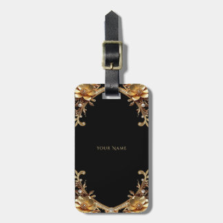 Etiqueta De Bagagem Elegante Identificador de Bagagem com Moldura Dour
