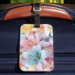 Etiqueta De Bagagem Elegante Lily Flowers Padrão Invisível
