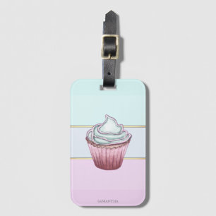 Etiqueta De Bagagem Elegante Listrado Moderno,Cupcake 