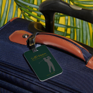 Etiqueta De Bagagem Elegante Marcador de Bagagem de Golfe Verde-Escuro
