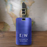 Etiqueta De Bagagem Elegante Metálico Bruto, Marinho, Azul<br><div class="desc">Apresentando nossa etiqueta de bagagem Elegante Metálica Bruta em Monograma: Eleve sua experiência de viagem com esse sofisticado acessório. Feito de material metálico escovado, essa etiqueta de bagagem exude elegância e estilo. O design do monograma acrescenta um toque personalizado, fazer é fácil identificar sua bagagem enquanto adiciona um toque de...</div>
