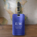 Etiqueta De Bagagem Elegante Metálico Bruto, Marinho, Azul<br><div class="desc">Apresentando nossa etiqueta de bagagem Elegante Metálica Bruta em Monograma: Eleve sua experiência de viagem com esse sofisticado acessório. Feito de material metálico escovado, essa etiqueta de bagagem exude elegância e estilo. O design do monograma acrescenta um toque personalizado, fazer é fácil identificar sua bagagem enquanto adiciona um toque de...</div>