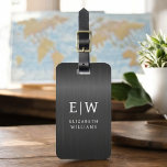 Etiqueta De Bagagem Elegante Metálico Bruto Monograma Preto<br><div class="desc">Eleve sua experiência de viagem com nossa Tag de bagagem monográfica clássica e moderna minimalista e elegante. Esse acessório meticulosamente projetado combina elegância de eterno com minimalismo contemporâneo, garantindo que sua bagagem se destaca com sofisticação. Feito com precisão e atenção aos detalhes, esta etiqueta de bagagem é mais do que...</div>