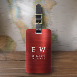 Etiqueta De Bagagem Elegante Metálico Bruto Monograma Vermelho<br><div class="desc">Apresentando nossa etiqueta de bagagem Elegante Metálica Bruta em Monograma: Eleve sua experiência de viagem com esse sofisticado acessório. Feito de material metálico escovado, essa etiqueta de bagagem exude elegância e estilo. O design do monograma acrescenta um toque personalizado, fazer é fácil identificar sua bagagem enquanto adiciona um toque de...</div>