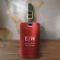Elegante Metálico Bruto Monograma Vermelho