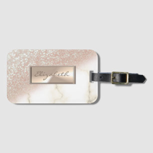 Etiqueta De Bagagem Elegante Moderno Brilho Bokeh Ombre, Mármore