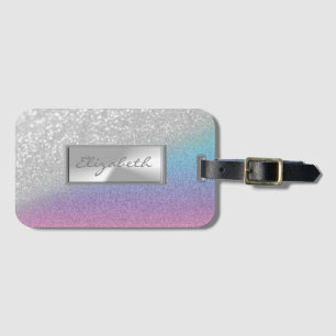 Etiqueta De Bagagem Elegante Moderno Glamour Brilho Bokeh Ombre, Moldu