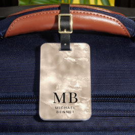 Etiqueta De Bagagem Elegante Monograma de Bordo de Marfim