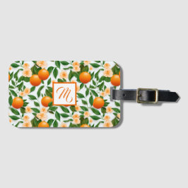 Etiqueta De Bagagem Elegante Monograma de Flor de Citrino