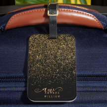 Elegante Monograma Dourado Glitter Glam Chic