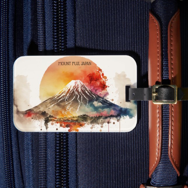 Etiqueta De Bagagem Elegante Monte Fuji Japão (Frente Insitu 4)