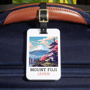 Etiqueta De Bagagem Elegante Monte Fuji Japão Viagem Art