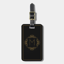 Etiqueta De Bagagem Elegante Ouro Desortado SF Monograma
