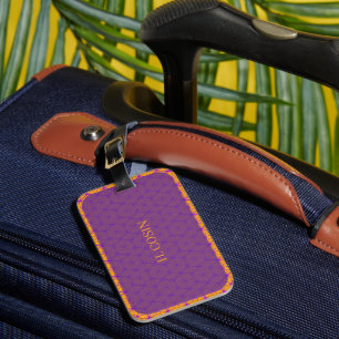 Etiqueta De Bagagem Elegante padrão japonês Kumiko em roxo profundo