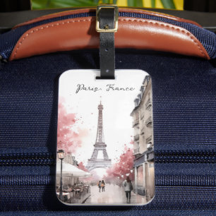 Etiqueta De Bagagem Elegante Paris França Torre Eiffel Pintura