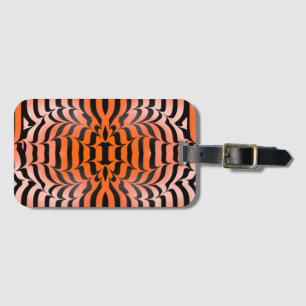 Etiqueta De Bagagem Elegante Psicodélico Laranja Negro Tigre Impressão