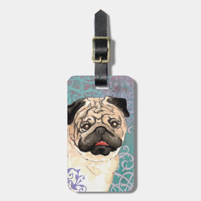 Etiqueta De Bagagem Elegante Pug (Frente Vertical)