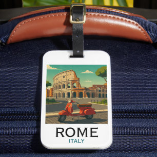 Etiqueta De Bagagem Elegante Roma Itália Colosseum Viagem Vintage