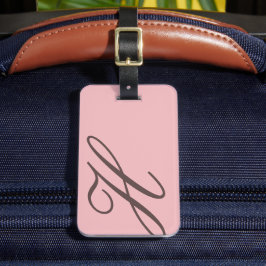 Etiqueta de bagagem Elegante, rosa e marrom monogr