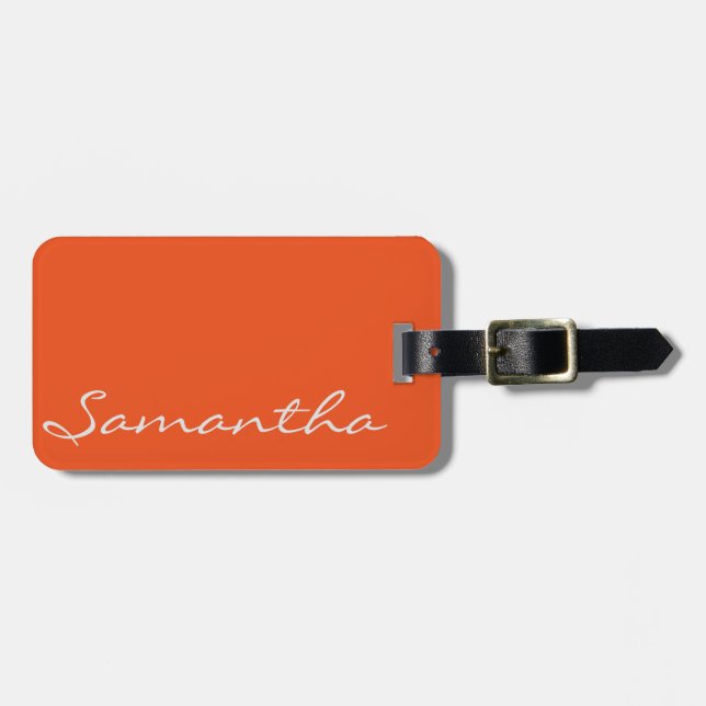 Etiqueta De Bagagem elegante, simples e moderna trendy monograma laran (Frente Horizontal)