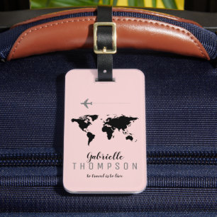 Etiqueta De Bagagem Elegante - Viagem cor-de-rosa