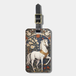 Etiqueta De Bagagem Elegante William Morris Inspirou Cavalo Branco