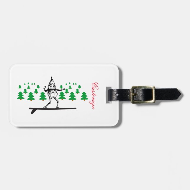 Etiqueta De Bagagem Elf em uma Surfboard Thunder_Cove (Frente Horizontal)