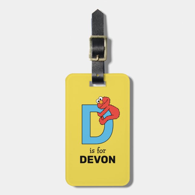 Etiqueta De Bagagem Elmo Alphabet | D Azul (Frente Vertical)