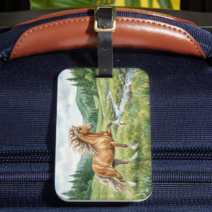 Etiqueta De Bagagem Elska Cavalo Islandês Aquarela paisagem