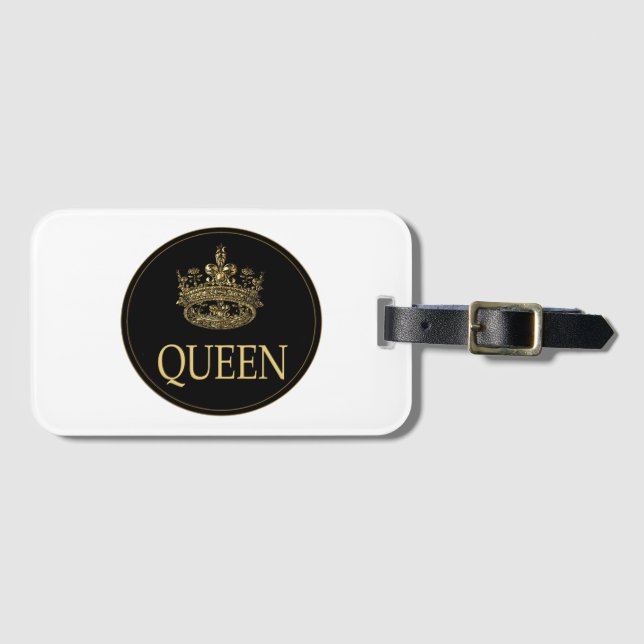 Etiqueta De Bagagem Emblema Rainha e Coroa (Frente Horizontal)