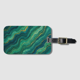 Etiqueta De Bagagem Emerald Flow Marble Texture