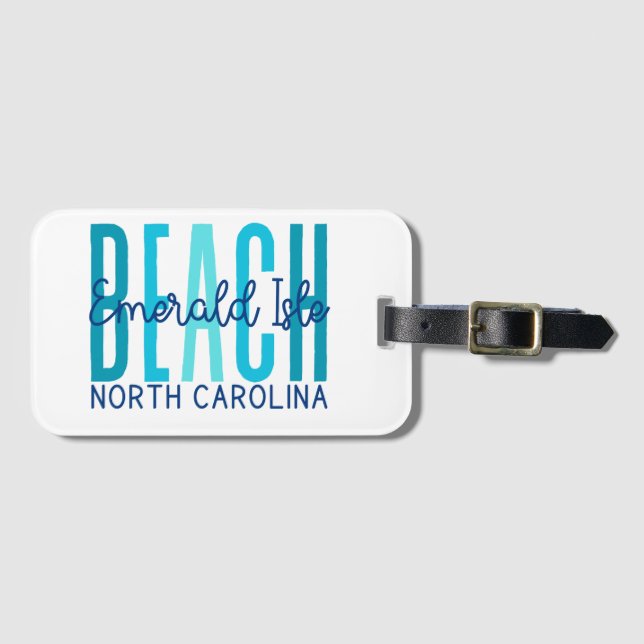 Etiqueta De Bagagem Emerald Isle Beach North Carolina (Oceano) (Frente Horizontal)