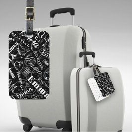 Etiqueta De Bagagem Emma Custom Name Black White