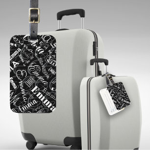 Etiqueta De Bagagem Emma Custom Name Black White